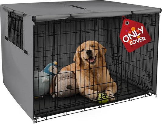 Explore Land Dog Crate Cover Heavy Duty Polyester Pet Kennel Sunshade Universal Fit for 36 inches Wire Cage (Grey)