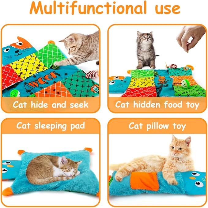 AWOOF Cute Soft Catnip Mat, Interactive Cat Toys for Indoor Cats
