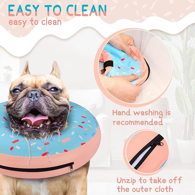 Supet Inflatable Dog Cone Collar for Small Dogs Puppies Cats, Soft Dog Cone Alternative After Surgery for Puppies Cats to Stop Licking