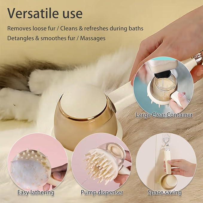 (4PCS) Pet Bath Brush,2025 New 2 in 1 Dog Bath Brush,Dog Shampoo Brush Bubble Maker,Bathing Dogs Grooming Massage Brush for Long & Short Haired Dogs & Cats,with Built-in Shampoo Dispenser(Green)