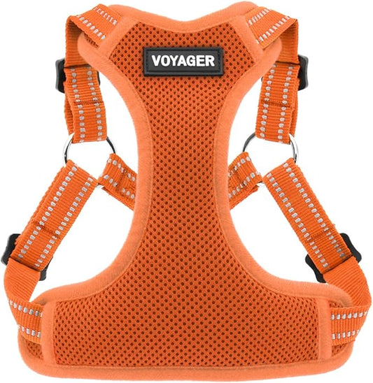 Best Pet Supplies Voyager Adjustable Step-in Flex Breathable Mesh Dog Harness for Small Medium Large Dogs (Orange), M