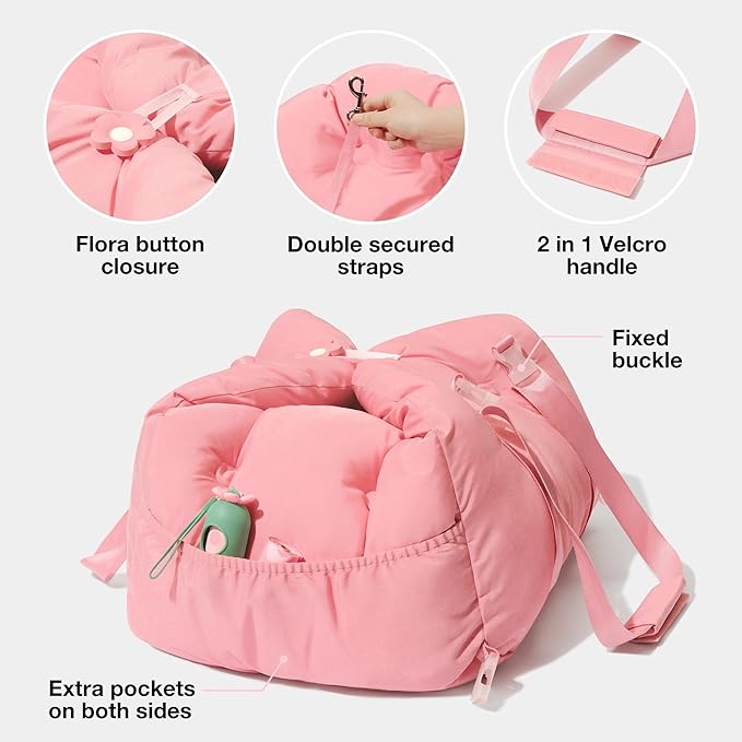 VETRESKA Dog Carrier Dog Car Seat for Small Dogs - Washable Cat Carrier Portable Puppy Bed for Car Seat of Easy Installation Pet Travel Carrier Bed with Storage Pocket & Safety Clip-On Leas