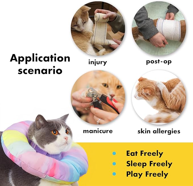 EWES Cat Cone Collar Soft L Size,Alternative Neck Cones to Stop Licking,Comfy Elizabethan Collars After Surgery Neuter,Donut Collar for Pet Cat Dog Kitten e Collar Recovery Shame