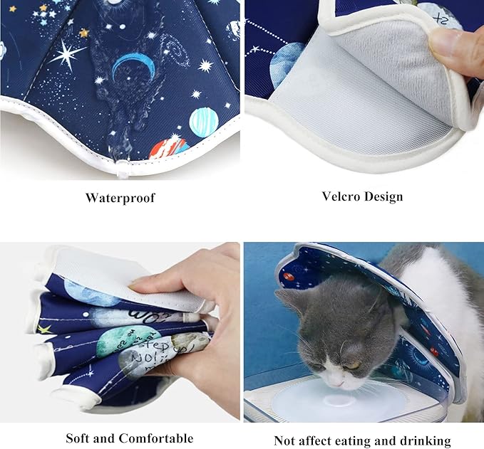 Soft Cat Cone, Adjustable Pet Recovery Collar After Surgery to Prevent Licking Wound, Protective Cat Neck Cone, Comfortable Pet Elizabethan Collar for Cats Kittens and Puppies (Large)