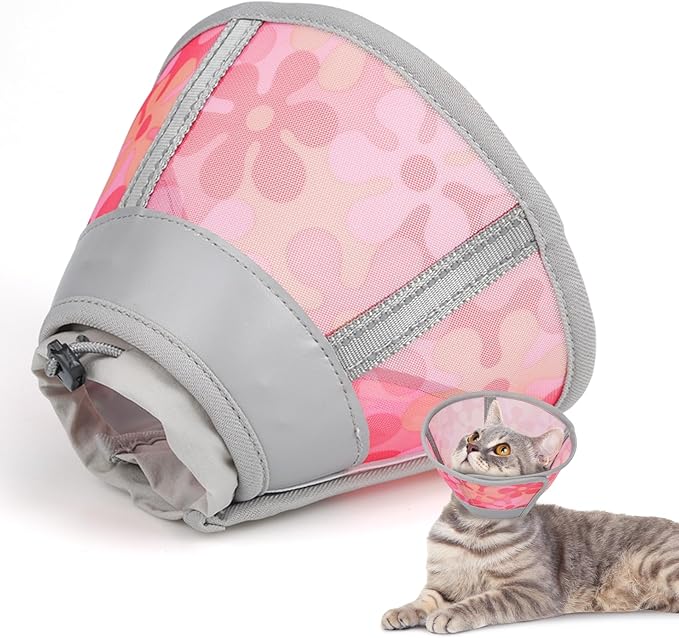 Supet Cat Cone Collar After Surgery, Soft Mesh Recovery Collar for Cats to Stop Licking and Scratching, Plastic Cone Alternative for Small Dogs, Medium, Large Cats