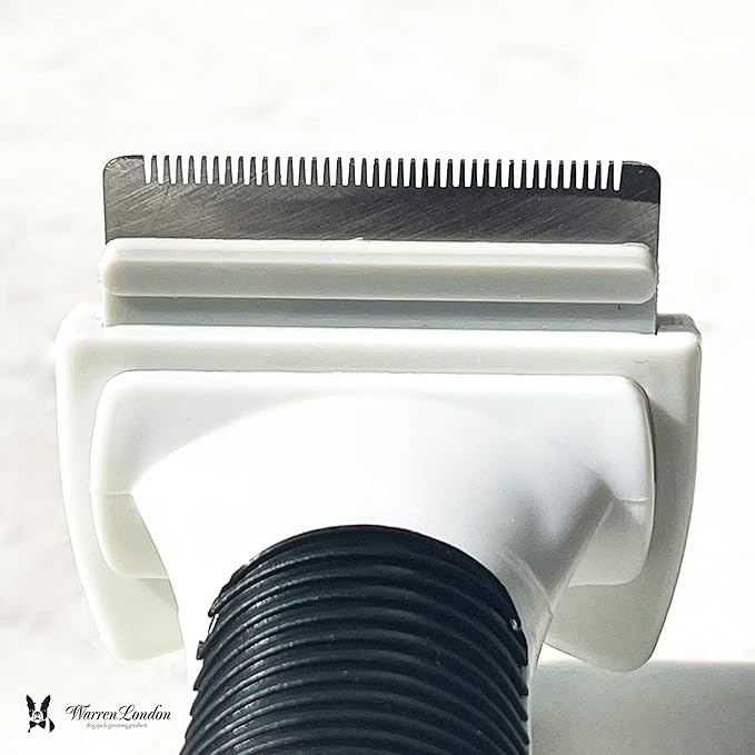 Warren London Deshedding Brush for Dogs – Small Long-Hair | Stainless-Steel Undercoat Rake Reduces Shedding Up to 95% | Gentle Skin-Safe Comb, Quick-Clean Release, Non-Slip Ergonomic Grip