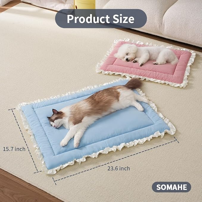 Cat Mat Bed Pet Bed Fashion Design for Puppy Kitten Curled Sleeping Beds for Carrier/Crate Small Dog Cushion Small 15.7" x 23.6" Pink
