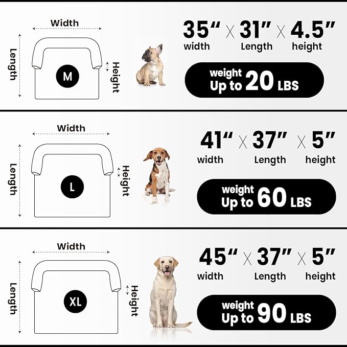 Calming Dog Couch Bed for Large Dogs, 41 x 37 inch Waterproof Removable Pet Mat Couch Cover for Furniture Protector, Non-Slip Fluffy Pelsbarn Dog Bed for Couch, Sofa, Outdoor - Tie-Dye Grey