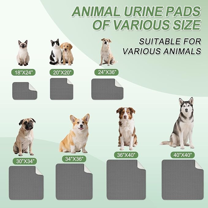 Washable Pee Pads for Dogs, 2 Pack Reusable Puppy Pads Dog Pads, Non-Slip Dog Pee Pads, Leakproof Pet Pee Pads Wee Wee Pads for Dogs. (Dark Grey, 34"x36"(Pack of 2))