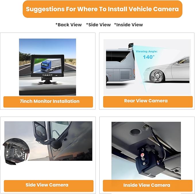 Wired Reverse Backup Camera with 7" Screen, Waterproof IP68, Night Vision Vehicle Camera for Truck, RV, Trailer, Vans, Bus - Tulakeey