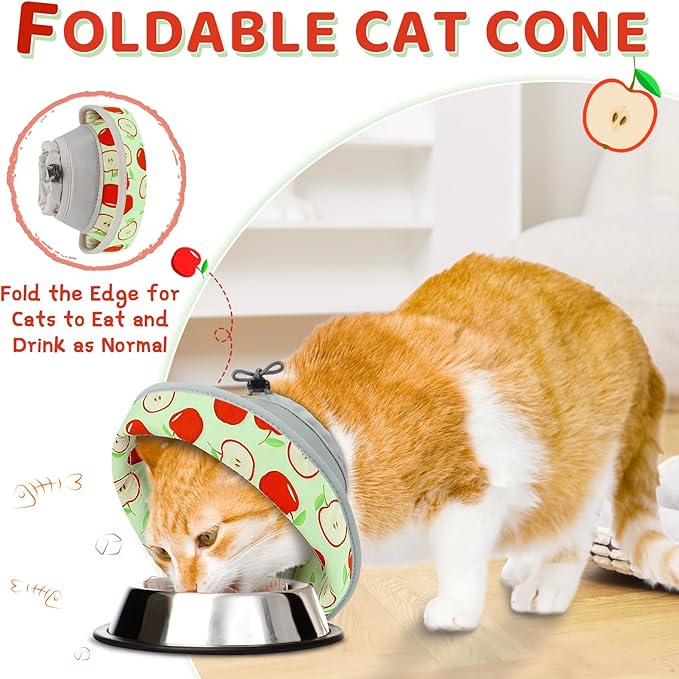Cat Cone Collar Soft to Stop Licking, Adjustable, Foldable Lightweight Kitten Cones After Surgery Recovery for Cats & Kittens, Cat Cone Alternative (AppleRed, M)