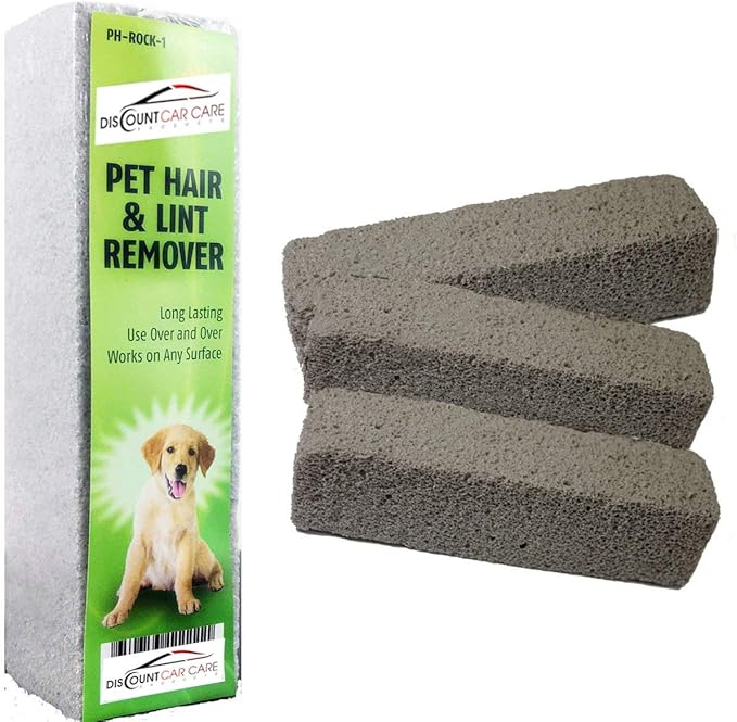 Pet Hair Remover Rock – 3 Pack Reusable Dog & Cat Hair Cleaner for Carpet, Upholstery & Auto Interiors – Easy Lint & Fur Removal Tool – No Roller or Brush