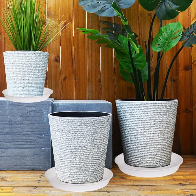 2 Pack of 20 21 inch Plant Saucer Round, Deep Plant Saucers for Pots, Heavy Duty Plastic Plant Drip Tray for Indoors Outdoor, Bird Bath Bowls, Plant Trays for Planter 19-22" (21 inch, White)