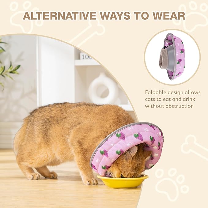 Avont Cat Cone Collar Soft to Stop Licking, Adjustable Foldable Lightweight Kitten Recovery Collar After Surgery for Small Dogs, Elizabeth Cone of Shame Alternative -Grape(S)