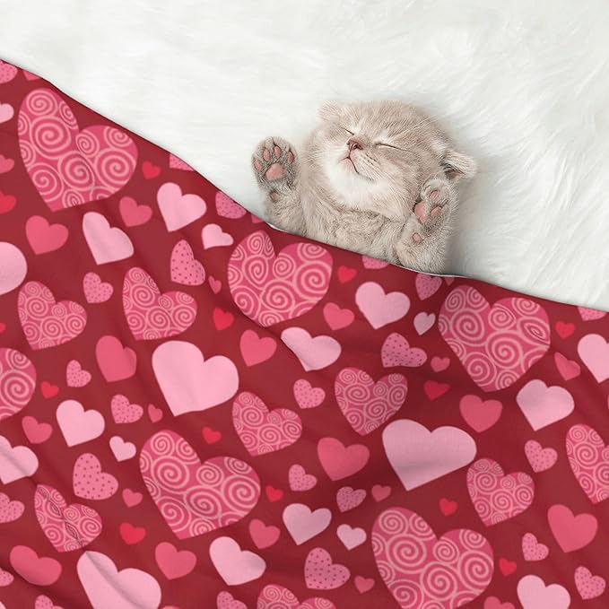 Red Blanket for Dog - Heart Love Throw Blanket 30x20 Pink Pet Blanket for Couch Sofa Bed