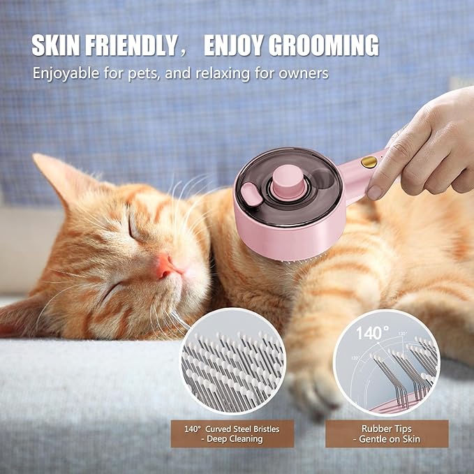 Cloud Care Cat Brush for Indoor Cat Steam Brush for Shedding Spritz Defur Comb for Cats Dogs Steam Brushes for Long Short Hair Cats Dogs Pet Steam Brushes for Massage Grooming Self-Cleaning