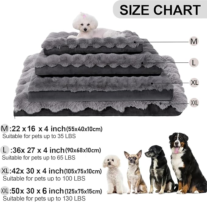 Dog Beds for Extra Large Dogs, Soft Plush Faux Fur Fluffy Dog Mat with Removable Washable Cover & Anti-Slip Bottom, Machine Washable (X-Large)