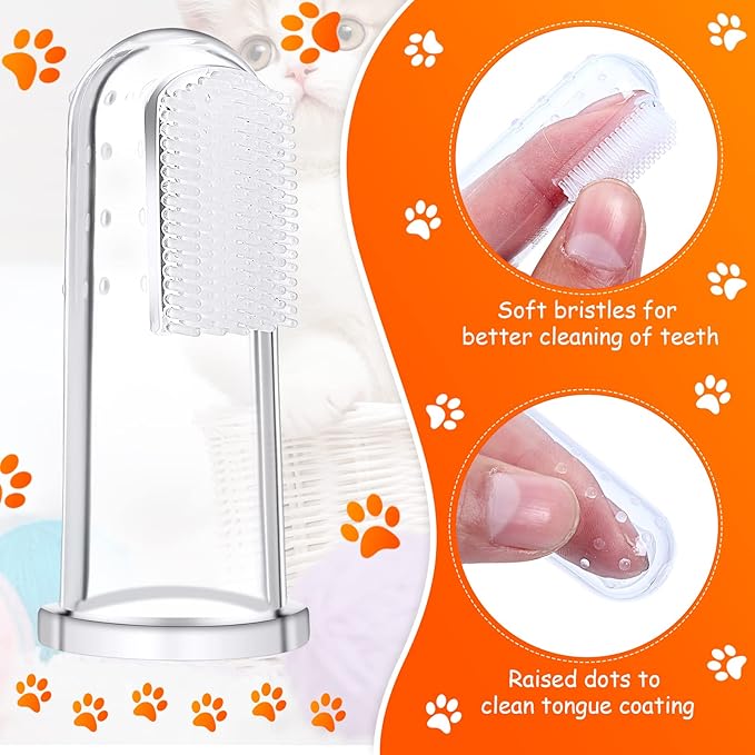 Nuogo 80 Count Dog Toothbrush Soft Finger Brushes Pet Finger Toothbrush Easy Teeth Cleaning Dog Tooth Brush Oral Care Pet Dental Brush Cleaning for Small Cats and Puppy