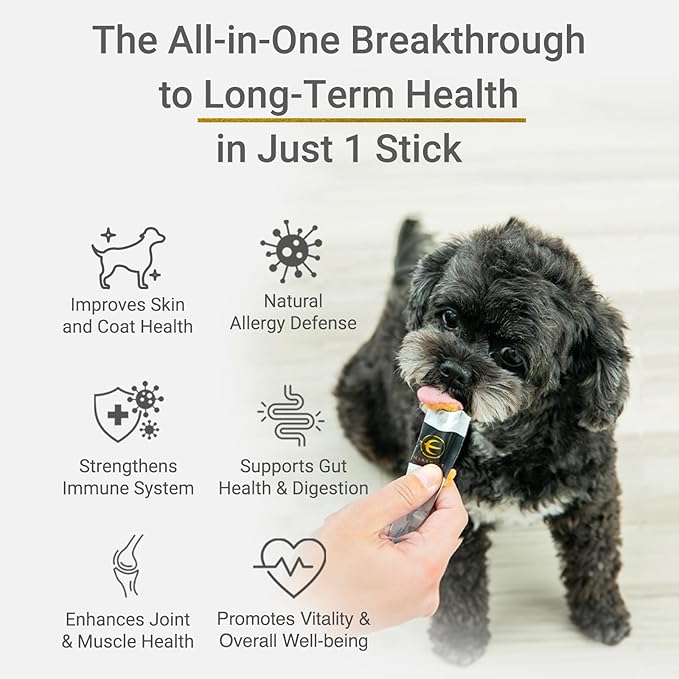 Jelly Stick for Dogs - Natural Swiftlet Nest & Collagen Treats, Supports Itchy Skin, Coat Health, Immune System, Hot Spots & Allergy Relief Supplement, 30 Packs