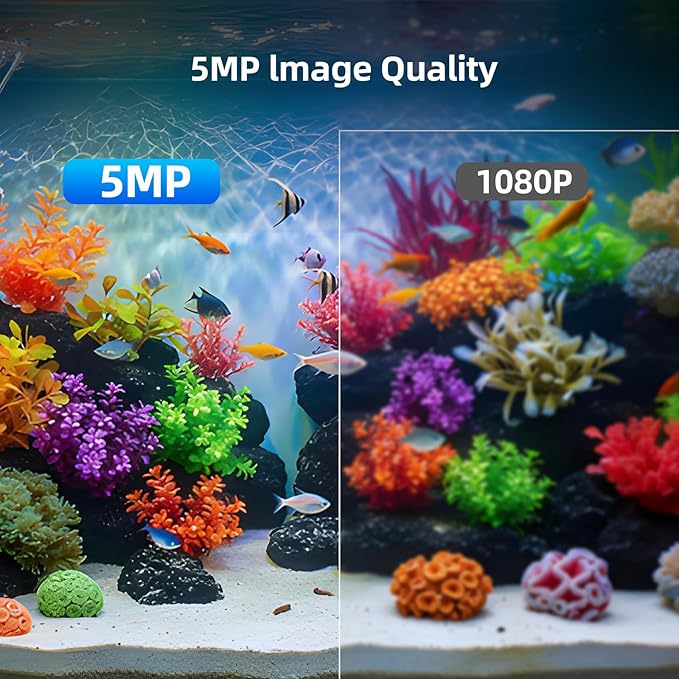 5MP Aquarium & Terrarium Camera, WiFi Pet Camera with Daily Time-Lapse Video, 120° Wide-Angle Anti-Glare Lens, AI Motion Alerts, Color Night Vision, Easy Magnetic Install for Fish, Reptiles, Insect