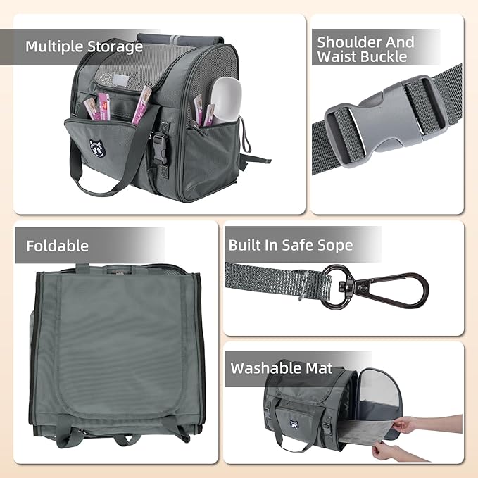 Lollimeow Expandable Cat Carrier Backpack for Large Cats - Airline Approved Pet Carrier Backpack for Small Dogs, Hiking & Travel, Waterproof with Breathable Mesh, 14lbs Capacity (Dark Grey, Standard)