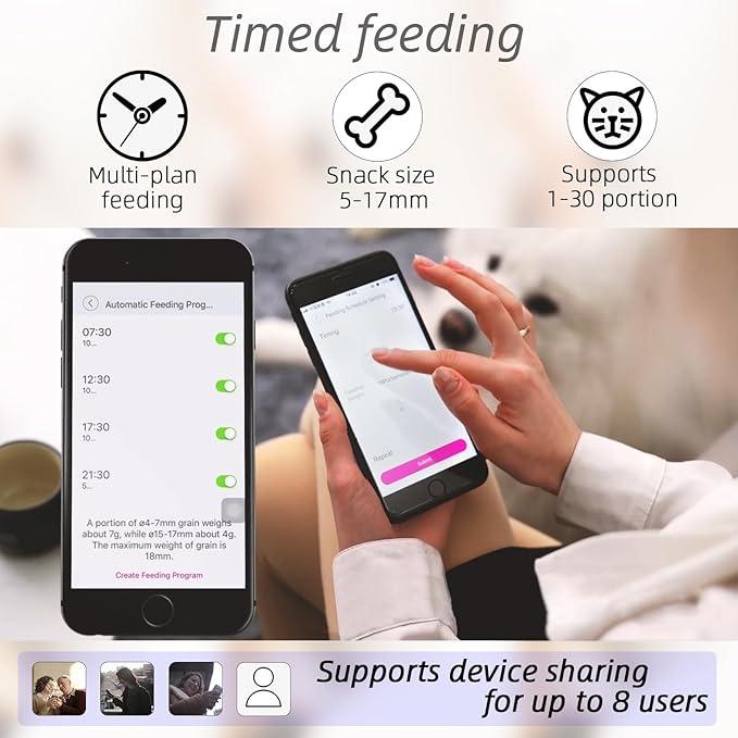 SKYMEE 12L Smart Automatic Dog Feeder Large Breed with Camera, 5G WiFi Automatic Cat Feeders Food Dispenser 1080P Full HD Pet Camera Treat Dispenser with Night Vision and 2-Way Audio