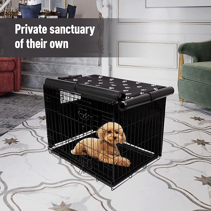 Pet Prime Dog Crate Cover 30 Inch for Wire Crate 600D Oxford Fabric Indoor/Outdoor Durable Waterproof & Windproof Pet Kennel Cage Cover(30"x18"x21")