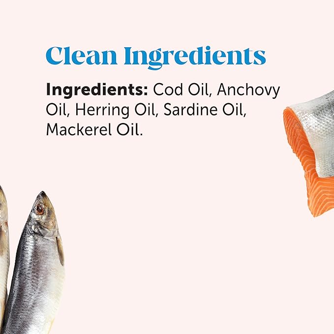 Omega 3 Fish Oil Supplement for Dogs & Cats (32oz), Wild Caught Omega 3 Fish Oil for Skin and Coat Health, Supports Shedding, Skin & Coat, Immunity, Joint, Brain & Heart, EPA + DHA