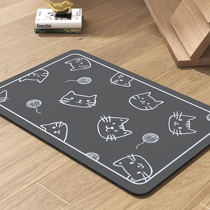 Pet Feeding Mat-Absorbent Dog Mat for Food and Water Bowl-No Stains Quick Dry Water Dispenser Mat-Dog Accessories Pet Supplies-Bowl for Messy Drinkers（Cats,17"x34"