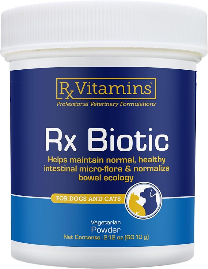 Rx Vitamins Rx Biotic - Probiotic Powder for Dogs and Cats - Cat Digestive Support & Probiotic for Dogs Gut Health - Dog Probiotics for Digestive Health - 2.12oz