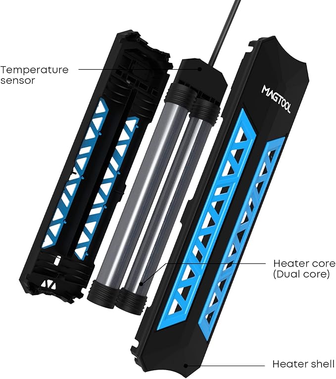 ＭagTool Aquarium Heater, 100W-1200W Submersible Fish Tank Heater with Over-Temperature Protection and Automatic Power-Off Fish Heater with Digital LED Controller for Freshwater and Saltwater