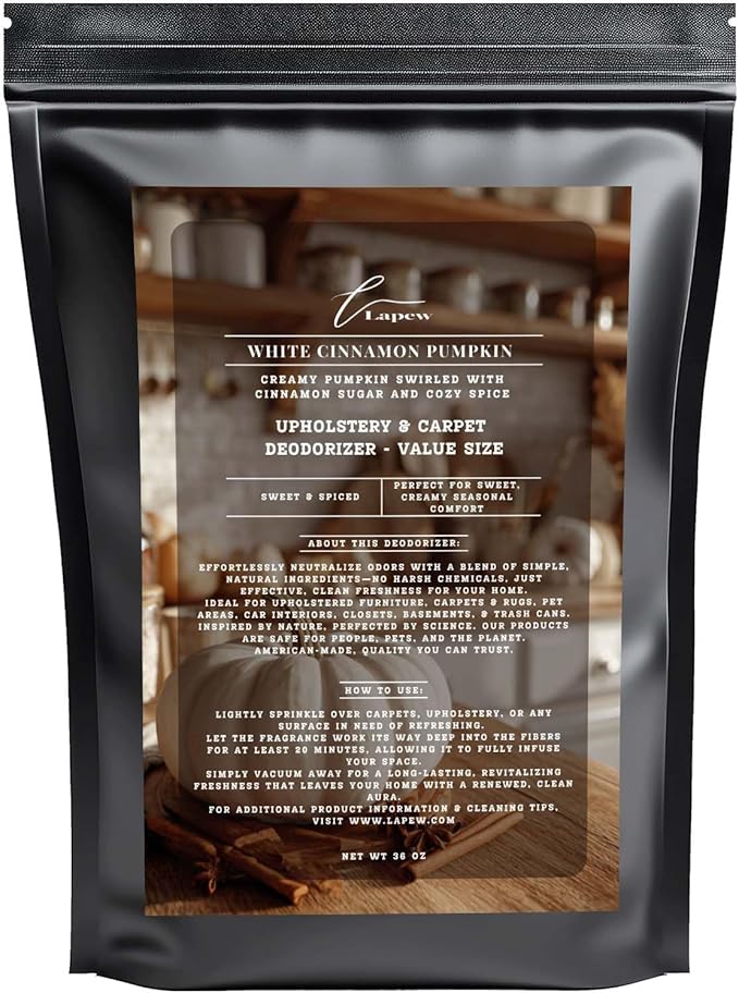 White Cinnamon Pumpkin Carpet Freshener Powder Refill 36 oz | Powerful Odor Eliminator for Home | Upholstery Deodorizer | Carpet Deodorizer | Pet Urine | Cat Litter Box