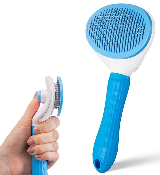 AIXINPET Cat & Dog Self Cleaning Slicker Brush - Easy to Remove Loose Fur, Harmless Deshedding Grooming Tool, Massaging Function - Suitable for Shedding & Furry Pets, like Rabbits and Ferrets