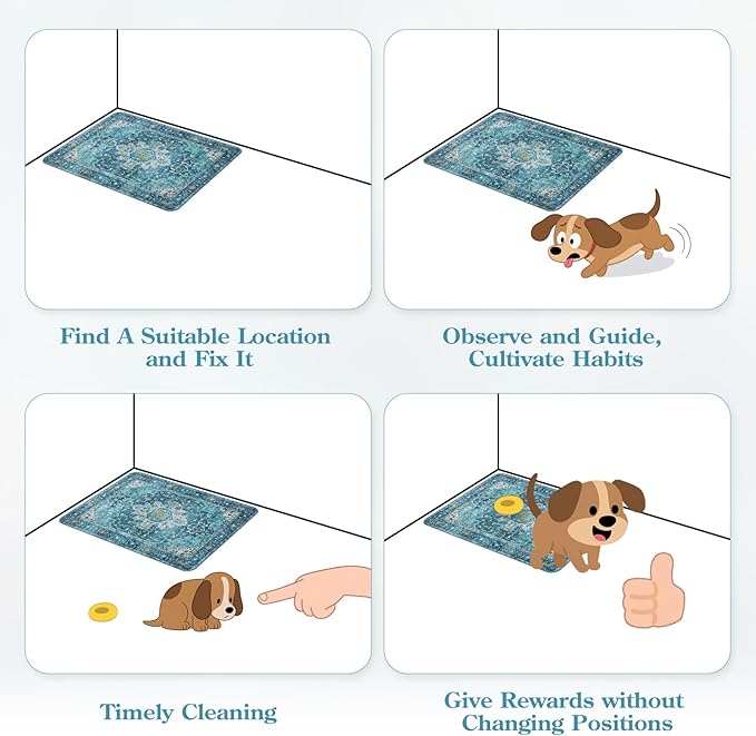 HAOCOO Washable Pee Pads for Dogs, (2 Pack) 3Ft x 4Ft Non-Slip Reusable Puppy Training Pads with Waterproof, Blue Super Absorbent Leak-Proof Whelping Pads Litter Mat for Pet Housebreaking
