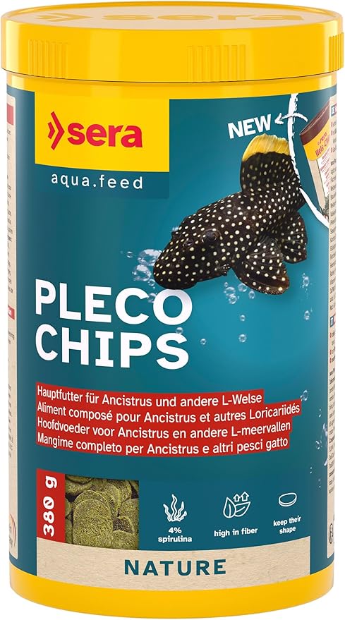 Sera Pleco Chips 13.4 oz./0.84lbs | Premium Fish Food for Ancistrus & Plecos | High Fiber | No Dyes & Preservatives | Supports Digestion & Promotes Healthy Growth | Ideal for Bottom Feeders