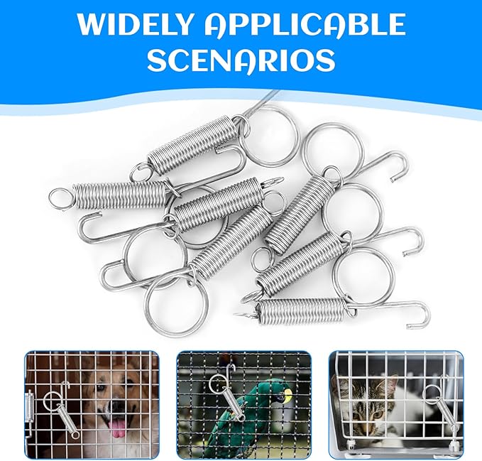 20 PCS Spring Latch for Cages, Spring Door Latch for Rabbit, Wire Cage Clips Cat Small Hook, Rabbit Wire Clips, Dog Crate Lock, Pet Dog Cat Birds Parrot Squirrel Hook