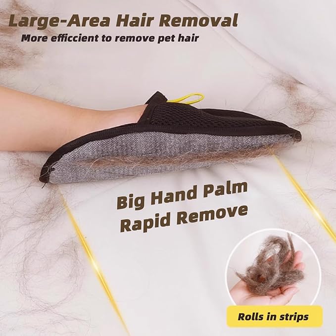 Pet Hair Removal Glove for Cats Dogs, Reusable Electrostatic Gloves Pet Hair Remover Mitt Easy Scrape Pet Hair from Cloth, Rugs, Cat Bed, Car Trunk(1 PC Glove &1 PC Lint Roller)