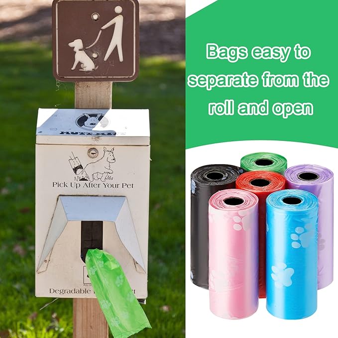 Thenshop 3000 Counts 200 Rolls Dog Poop Bag Plastic Dog Waste Bags Disposable For Doggie Pets Poop Outdoor Walking Travel Mixed Colors(Paw Print Style)