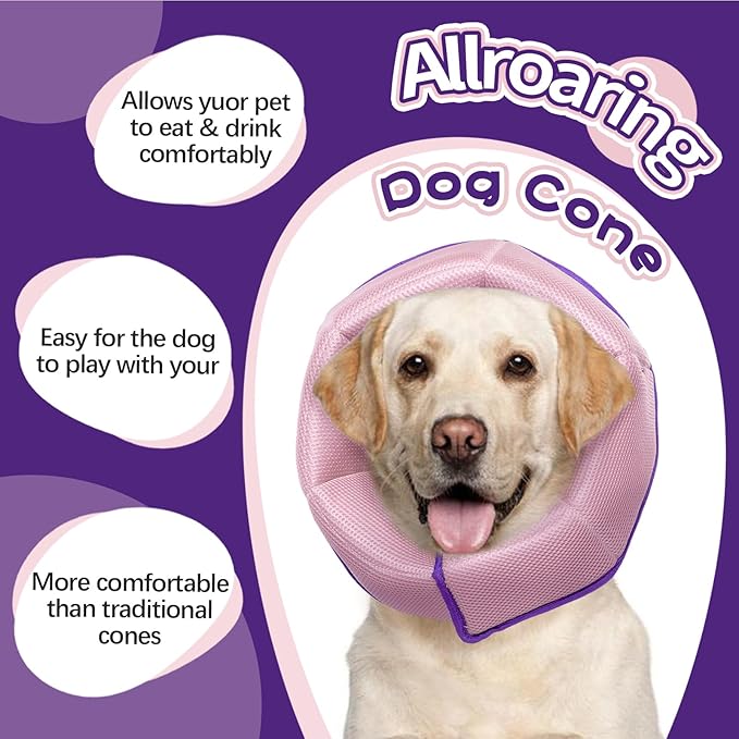 Dog Cone for Large Dogs After Surgery, Soft Dog Cone Collar for Dogs to Stop Licking, Adjustable Comfy E-Collar Alternative Lightweight Post-Surgery Recovery Elizabethan Collar for Pet