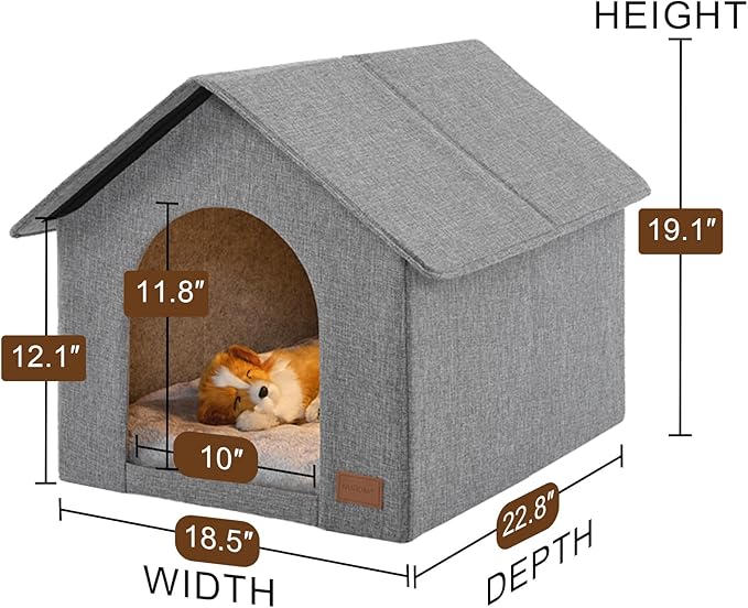 Indoor Dog House with Washable Plush Cushion,Large Size for Medium Dogs & Large Cats
