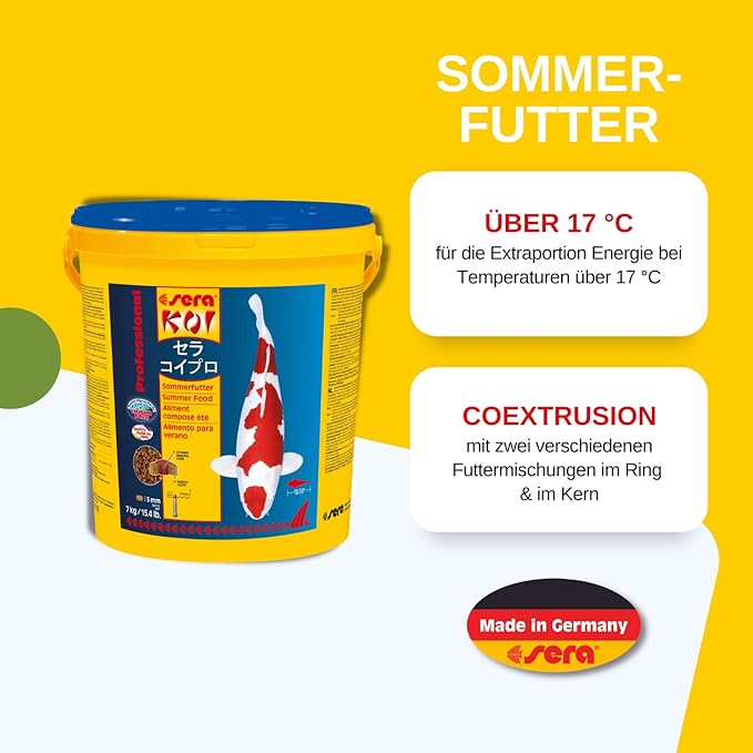 sera Koi Professional Summer 15.43lb | Energizing for Warm Seasons | Optimal Growth & Strong Immune System | Rich in Vitamins, Minerals, Proteins | for Water Temperatures Above 63°F