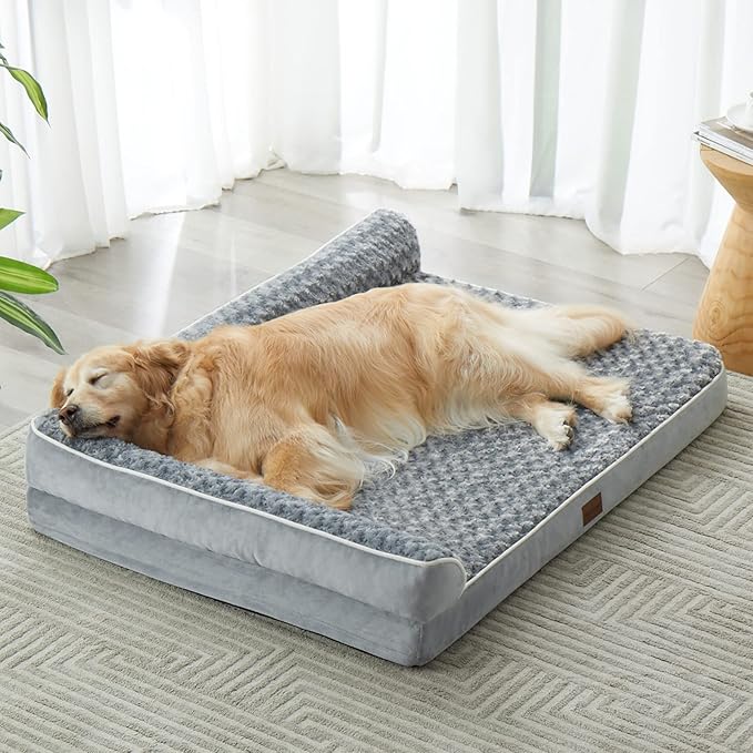BFPETHOME Orthopedic Dog Beds for Extra Large Dogs, Waterproof Sofa XXL Dog Bed with Sides, Non-Slip Bottom and Egg-Crate Foam Big Pet Couch Bed with Washable Removable Cover,Pet Bed for Large Dogs