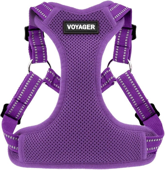 Best Pet Supplies Voyager Adjustable Step-in Flex Breathable Mesh Dog Harness for Small Medium Large Dogs (Purple), L