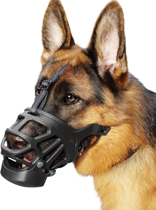 BARKLESS Basket Muzzle for Dogs, Humane Muzzle to Prevent Biting and Scavenging, Snap-on Treat Cover Helps Dogs Acclimatize Mouth Cover, Adjustable Mouth Guard for Positive Training, Grooming