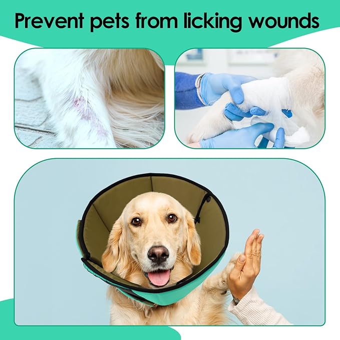 Soft Dog Cone for Large Dogs, Cone for Dogs to Stop Licking, Breathable Pet Surgery Collar Cone for Extra-Large Pets, Green XL