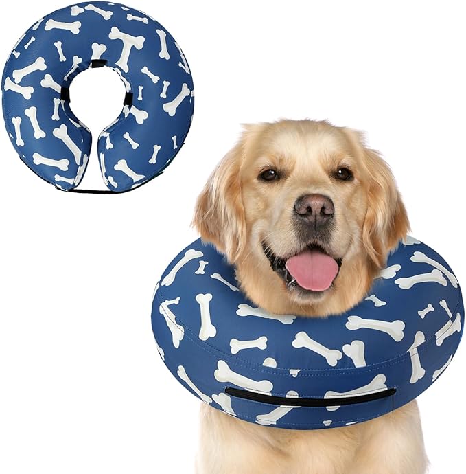 Supet Inflatable Dog Cone Collar Alternative After Surgery, Dog Neck Donut Collar Recovery E Collar, Soft Pet Cone for Small Medium Large Dogs