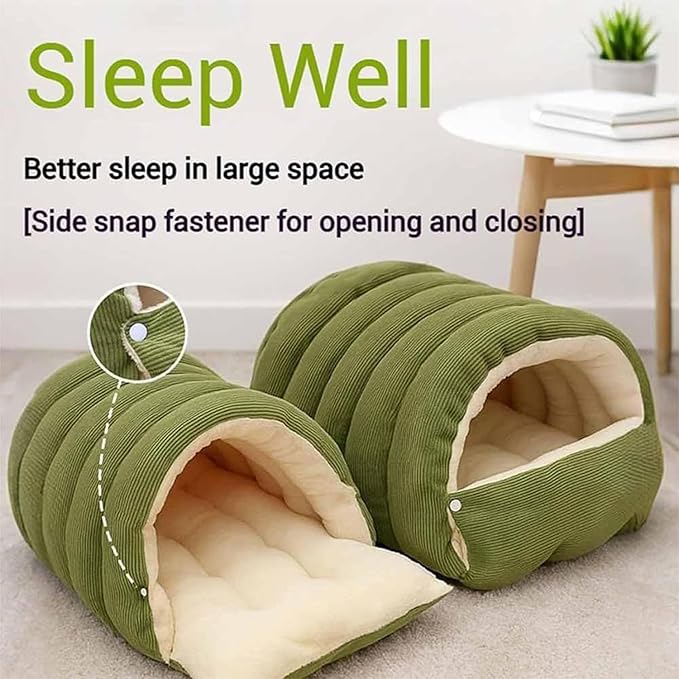Expectation Cat Bed, Removable and Washable Winter Closed-Off Cat Bed, Soft Fluffy Warm Autumn/Winter Cats House, Washable Non-Slip Pet Sleeping Bag for Indoor Cats Small Dogs (G,Medium)