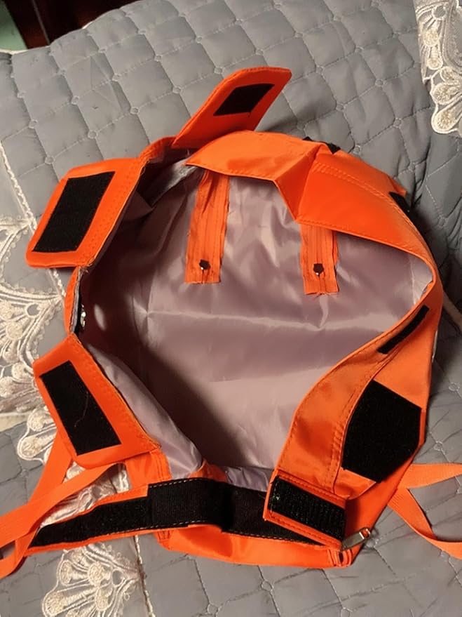 HDKUW Cat Grooming Bag,Foldable Travel Carrier for Cats,Anti-Bite Anti-Scratch Cat Grooming Restraint Bag,Pet Carrier for Administering Eye Drops,Ear Cleaner,Clipping Nails Orange L