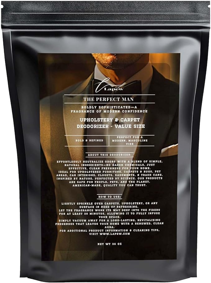 The Perfect Man Carpet Freshener Powder Refill 36 oz | Powerful Odor Eliminator for Home | Upholstery Deodorizer | Carpet Deodorizer | Pet Urine | Cat Litter Box
