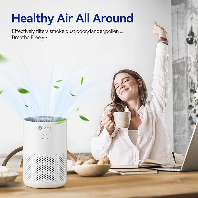Air Purifiers for Bedroom Home with H13 True HEPA Filter, 20dB Quiet Air Cleaner for Pets Hair Dander Odor, Smoke Dust Pollen, Aromatherapy Function, White (Pack of 2)